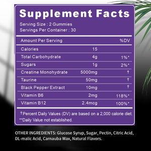 Prix de gros usine Créatine Gummies Récupération plus rapide Gummy Energy Compléments Muscle Growth Candy - Product Image 2