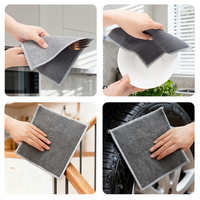 Chiffons à vaisselle carrés en microfibre avec fil argenté, réutilisables, légers, pour nettoyer la graisse de cuisine