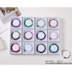 Pulsera de Acero Inoxidable con Árbol de la Vida de 8mm y Piedras Naturales Perforadas, Joyería de Moda con Cuentas - Product Image 2