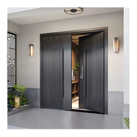 Ensemble de serrures de porte extérieure en aluminium noir de 32 pouces de luxe moderne avec poignées doubles Quincaillerie de porte extérieure avec feux latéraux