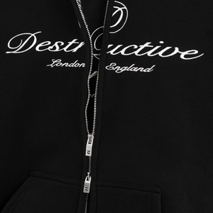 Sudadera con Capucha y Cremallera al por Mayor, Manga Larga, Logotipo Personalizado, Cremallera con Letras, Sudadera Holgada de Corte Cuadrado - Product Image 5