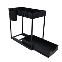 Organisateur d'armoire coulissante à 2 niveaux sous l'évier Support de rangement pour outils de cuisine maison Tiroir à épices Étagère en plastique durable