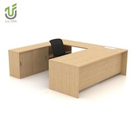 Bureau de direction modulaire IULTRA avec éclairage LED, table de bureau moderne en forme de L pour PDG avec éclairage d'ambiance, plateau brillant, respectueux de l'environnement