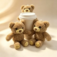 Vente en gros d'ours en peluche miniatures personnalisés, mignons et de style dessin animé, pour accessoires de tasse à café, pailles et breloques de sac à dos