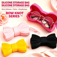 Étui à lunettes en silicone personnalisé en forme de nœud, pochette de rangement portable mignonne pour pièces de monnaie, clés et petits bijoux, lunettes de soleil pour hommes