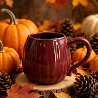 Mug en céramique gaufré tendance motif citrouille, tasse en grès multicolore, idéal pour la décoration d'automne et l'usage quotidien