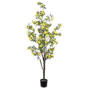 Qiaoqihao — petit arbre de fleurs d'abricot et fleurs, centre de table intérieur artificiel en soie, artemiaque, pour décoration de mariage, pour fête - Product Image 1