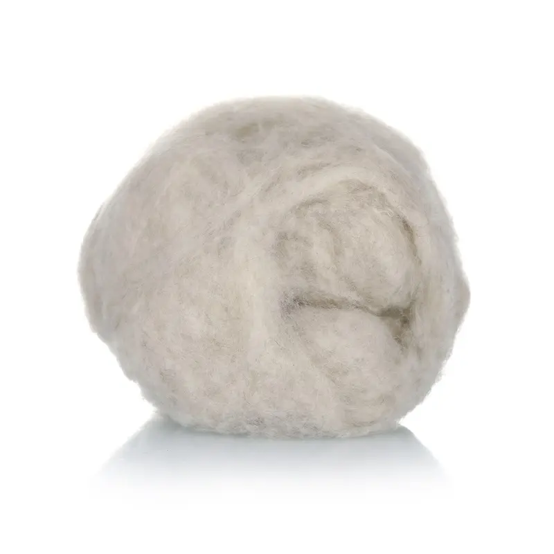 Lana de oveja natural de 22MIC, fibra de lana cardada de alta calidad, color marrón claro, precio al por mayor