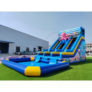 Toboggan aquatique gonflable commercial en PVC pour parc extérieur, château gonflable, toboggan aquatique commercial avec piscine - Product Image 2