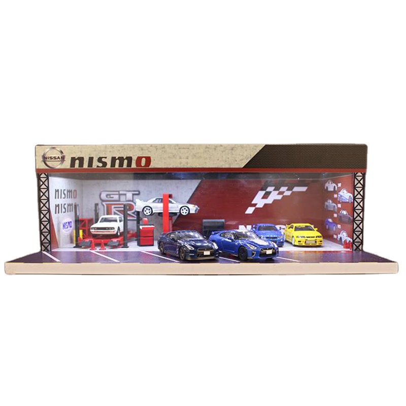 1:64モデルカージオラマ落書き壁風景駐車場車修理店風景ガレージ|