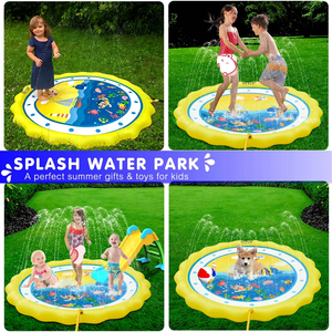 Piscina de Chapoteo con Borde Amarillo para Niños y Mascotas, Diversión Acuática de Verano en el Patio Trasero - Product Image 6