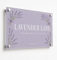 Panneau de signalisation mural en acrylique personnalisé pour magasin de plantes, avec support mural, impression UV, bords polis, vente en gros directe