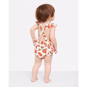 Combinaison bébé fille personnalisée, imprimé fraises, volants, sans manches, tenue d'été, viscose coton respirant - Product Image 5