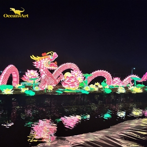 Lanterne en soie Dragon Chinois avec lumières LED pour Diwali et les parcs à thème de Thanksgiving - Couleurs et tailles personnalisables - Product Image 6