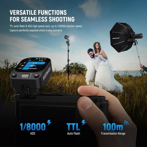 NEEWER QZ-S TTL ชุดควบคุมแฟลชไร้สายสำหรับ Sony 2.4G HSS 1/8000s หน้าจอสัมผัส OLED 32 ช่องสัญญาณ - Product Image 6