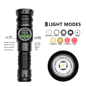 <span class=keywords><strong>Lampe</strong></span> torche <span class=keywords><strong>LED</strong></span> rechargeable à zoom numérique, 30W, 1500m <span class=keywords><strong>de</strong></span> portée, <span class=keywords><strong>1000</strong></span> <span class=keywords><strong>lumens</strong></span>, aimant arrière, lumière latérale COB, affichage numérique - Product Image 5