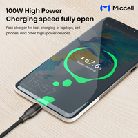 Kabel Data Charger OEM 3-in-1 3A Fast Charging Nylon Braid 100W PD Type-C ke Type-C Tembaga Murni untuk iPhone 16 15 14 Pro