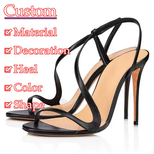 निर्माता कस्टम cl सुरुचिपूर्ण काले खुले पैर की अंगुली स्टिलेटो उच्च हील्स पर्ची पर स्ट्रैपी सैंडल पार्टी आधुनिक महिलाओं के जूते - Product Image 2