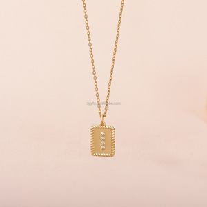 Custom Moissanite <strong>Cubic</strong> <strong>Zirconia</strong> Rectangular Jewelry Tag Twisted <strong>Rectangle</strong> Pendant Necklace Sterling Silver Engraved Jewelry