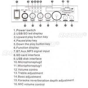 Amplificateur de puissance stéréo pour voiture 800W 12V220V HIFI 2CH, radio FM Bluetooth, amplificateurs de cinéma maison, système audio pour subwoofer musical - Product Image 4