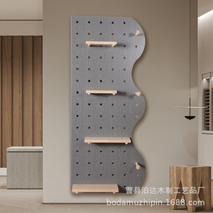 Wavy Wooden Pegboard Sliding Full Length <b>Mirror</b> 6mm Frameless Home Use <b>Storage</b> Shelf Dressing <b>Mirror</b> - Product Image 3