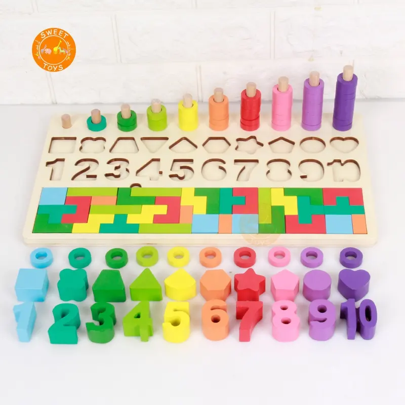 木製数学そろばん数と形学習スターカースタッキングゲームおもちゃ子供のための教育カウントおもちゃ