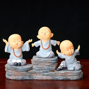 Resin Little Monk Sculpture Set Artistic Home Decoration <b>Desk</b> Gift - Product Image 4