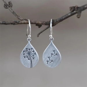 Boucles d'oreilles pendantes vintage en forme de pissenlit pour femme, accessoires d'oreille simples pour le quotidien - Product Image 1