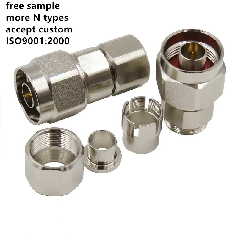 Free sample solderless N Male Plug Straight Clamp Connector with Hexagon Easy Installed by Tool for RG8 LMR400 CFD400 Cable