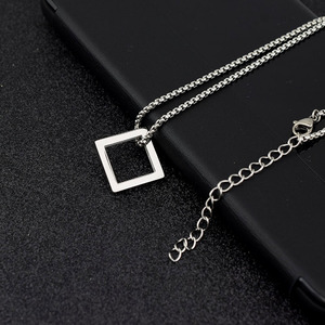 New Retro Simple <b>Titanium</b> Steel Geometric Shaped Pendant Necklace Silver Plated Unisex's Necklaces Fashion Jewelry Wholesale - Product Image 3