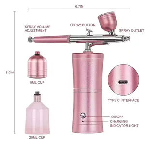 Aérographe sans fil rechargeable portable avec compresseur, pistolet pulvérisateur à action simple, stylo aérographe portable pour ongles et beauté - Product Image 2