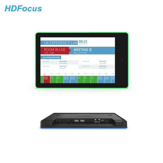 Wall Mounted Android Meeting Room Tablet LCD Touch Screen With LED Light Bars POE & NFC Power Conferences Video Booking Systems