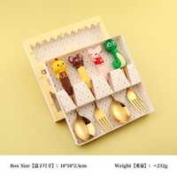 Ensemble de couverts modernes en plastique pour enfants, motif animaux du zodiaque, plaqué or, résistant au lave-vaisselle, coffret cadeau pour le camping