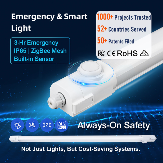 Amelech Smart ZigBee 3.0 IP65 Tri-Proof LED Lighting Solutions Emergency Function Built-in Sensors for Warehouse Lighting