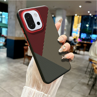 Étui de protection arrière en cuir PU mat avec texture en fibre de carbone de luxe pour OnePlus 15T 13T 13S