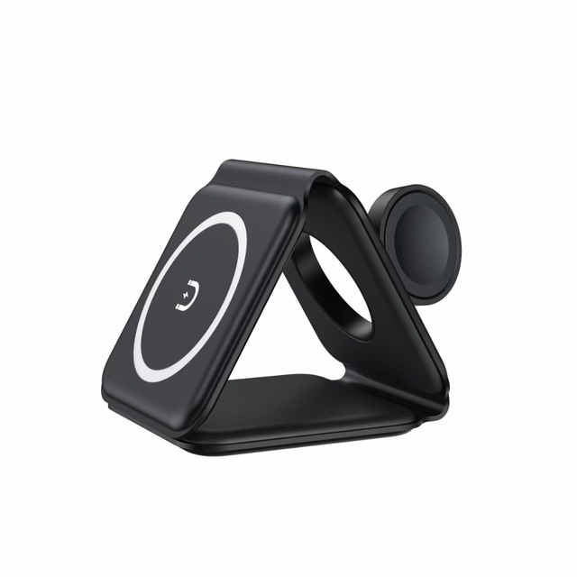 RUNCEIN 3 in 1 Qi Fast Charging Magnetic Travel Charger Station15W Foldable USB Charger for All Phone Smart Watch Earphones