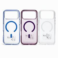 Étui de téléphone magnétique haute transparence pour iPhone, coque antichoc, coque arrière en PC avec anneau magnétique