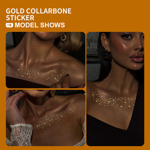 Adesivi per Trucco Sexy di Alta Qualità, Macchie Dorate Glitterate con Finitura Metallica, Lentiggini Temporanee per Clavicola, Adesivi per Tatuaggi Viso - Product Image 4