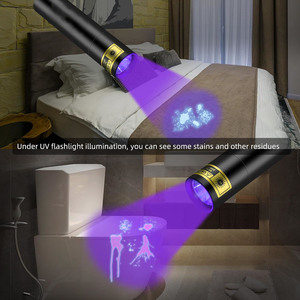 UV <b>LED</b> Blacklight Flashlight 395nm Mini <b>Rechargeable</b> Aluminum Alloy Lamp Pet Urine Stains Detection Resin Curing Fluorescent - Product Image 3