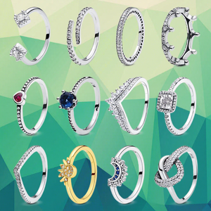 Anillo de Plata de Ley 925 para Mujer, Diseño de Corona Original, Romántico, Chapado en Rodio, con Circonitas, Joyería de Lujo, Forma de Corazón, Engaste Pavé - Product Image 1