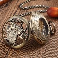 Montre de poche à remontage manuel 47 mm, style rétro, avec cadran numérique et relief de Pégase ajouré, couleur bronze antique, best-seller
