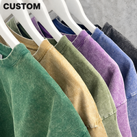 T-shirt personnalisé avec logo vintage, effet délavé, vente en gros, coton surdimensionné, imprimé DTG, col rond, streetwear pour hommes, fabricant