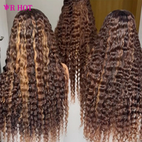 Perruques en cheveux humains ondulés profonds couleur P4/27 pour femmes noires, perruques indiennes brutes ondulées profondes, perruques frontales en dentelle HD 13x4 pour femmes