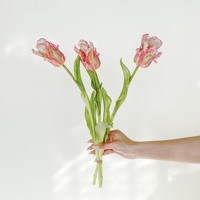 Bouquet de 3 tulipes artificielles effet naturel, fleurs en caoutchouc souple pour décoration de maison et de mariage