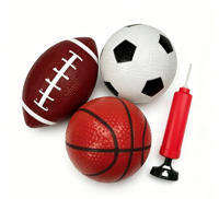 Ensemble de ballons de sport pour enfants, mini ballons de basket-ball, de football et de rugby avec pompe de gonflage, jouet d'entraînement sportif portable pour tout-petits, intérieur et extérieur