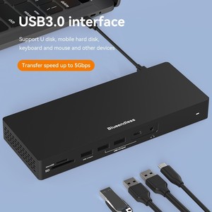 14-In-1 USB C dizüstü yerleştirme istasyonu MST 4 monitör 4K 60Hz HDTV DP USB C Hub adaptörü USB C Dock Ethernet 3.5MM ses jakı - Product Image 3