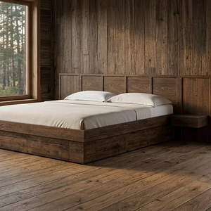 Base de Cama con Plataforma de Teca Graz, Tamaño Queen/King, con Cabecera de Panel Elegante, Diseño Moderno para un Aspecto Refinado en el Dormitorio - Product Image 6