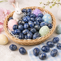 Mini-œufs en pierre naturelle bleue tachetée 15x20mm polis, décorations de Pâques, cadeau pour enfants, vente en gros