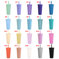 Bouteilles en plastique sans BPA de nouveau style pour jus avec LOGO personnalisé gobelets en plastique transparent avec couvercles et pailles pour tasses à café et boissons glacées
