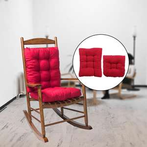 Cojín de mecedora antideslizante suave grueso con lazos para sillas de jardín-Almohada roja para exteriores - Product Image 5